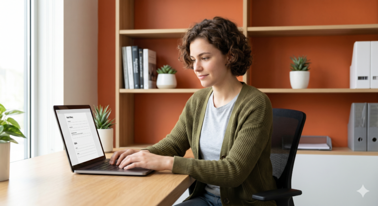 Home Depot assessment test tips - job seeker completing online pre-employment personality test on laptop.